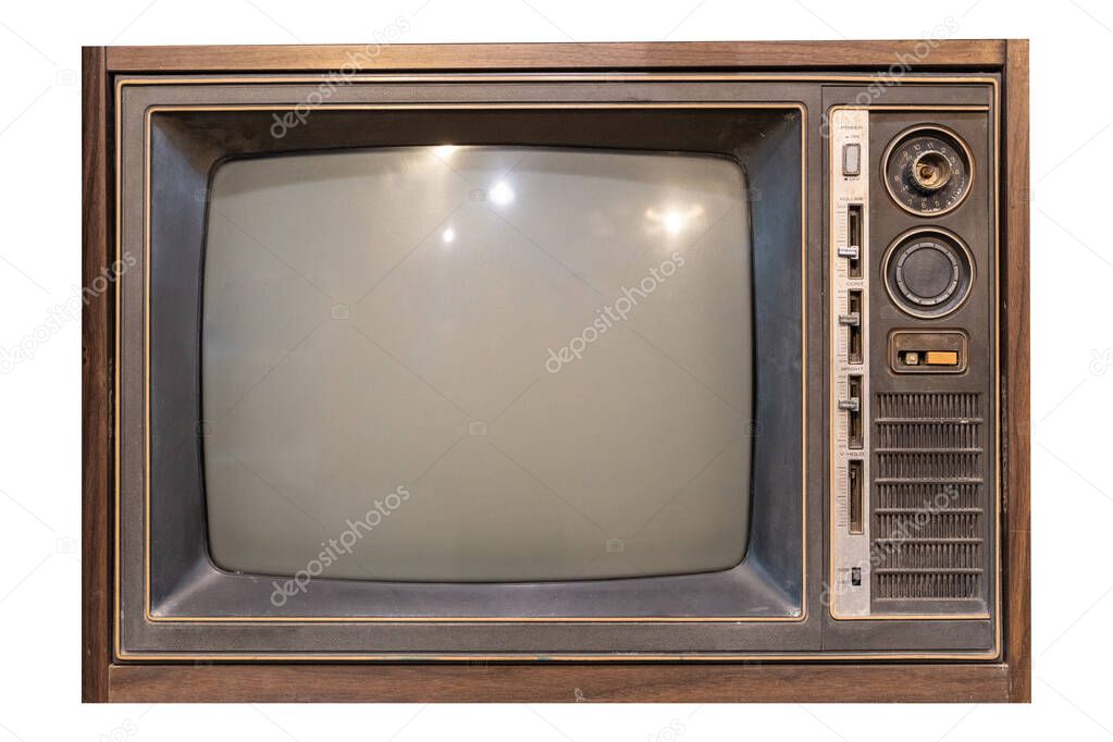 old vintage tv or television  ,white back ground or isolate 
