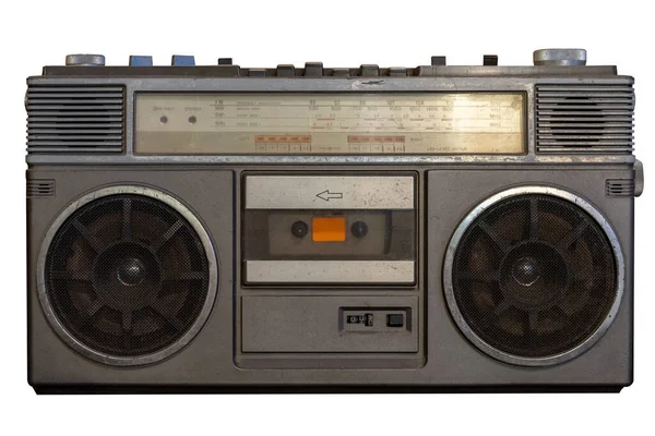 Starý Vintage Rádio Hudba Bílá Pozadí Zem Nebo Izolovat — Stock fotografie