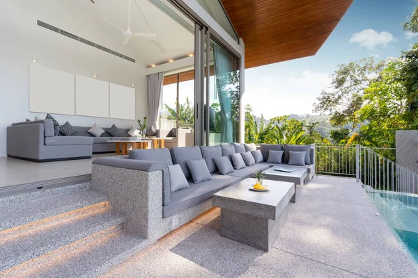 Interior Exterior Design Pool Villa House Home Feature Sofa Cushion — Stock Photo, Image