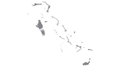 Beyaz arkaplanda gri tonlu Bahamalar haritası, illüstrasyon, desenli, Bahamalar Sembolleri 