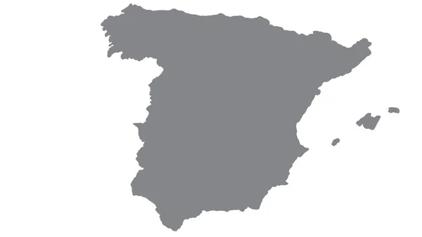 白色背景上灰色色调的西班牙地图 西班牙符号 — 图库照片