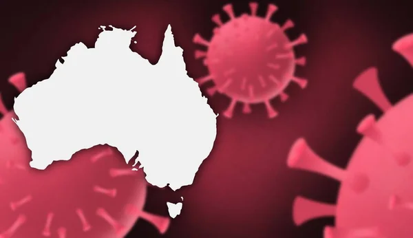 Australia corona virus update with  map on corona virus background,report new case,total deaths,new deaths,serious critical,active cases,total recovered,virus spread  Wuhan China to worldwide