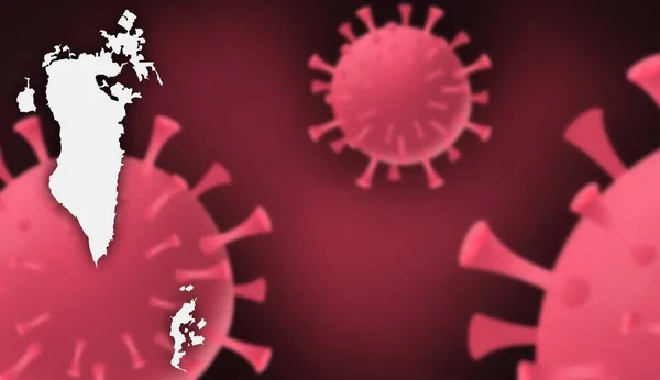 コロナウイルスの背景にマップとバーレーンコロナウイルスの更新 新しいケースを報告し 総死亡 新しい死 重大な 活動的なケース 総回復 ウイルスは武漢中国を世界に広めた — ストック写真