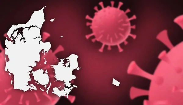 Aktualizacja Wirusa Korony Duńskiej Wraz Mapą Temat Tła Wirusa Korony — Zdjęcie stockowe