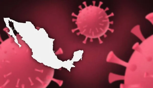 Mexique Mise Jour Virus Couronne Avec Carte Sur Fond Virus — Photo
