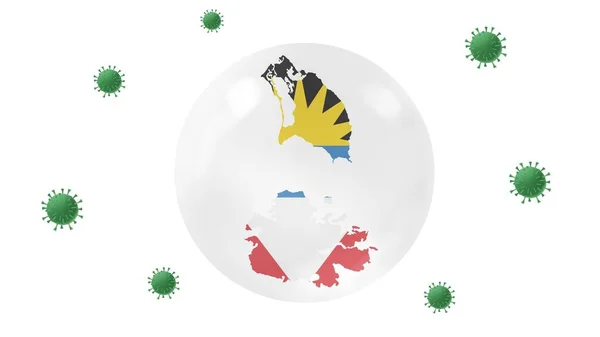 Antígua Barbuda Mapa Dentro Bola Cristal Proteger Vírus Corona Ficar — Fotografia de Stock