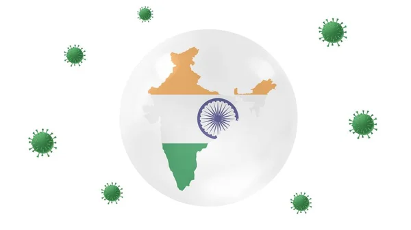 India map inside crystal ball  protect from corona virus,stay at  home,work for home, overcome virus outbreak,virus protection concept,on white background, isolate