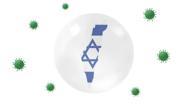 Israel Map Crystal Ball Protect Corona Virus Stay Home Work — Stock Photo, Image