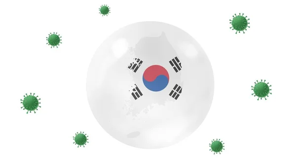 Corea Del Sud Mappa All Interno Sfera Cristallo Proteggere Dal — Foto Stock