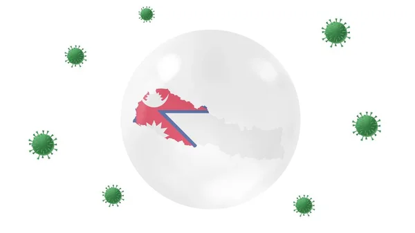 Nepál Mapa Uvnitř Křišťálové Koule Chránit Před Virem Korony Zůstat — Stock fotografie