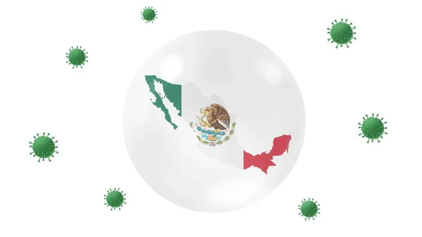 Mexico Kaart Kristallen Bol Beschermen Tegen Corona Virus Thuis Blijven — Stockfoto