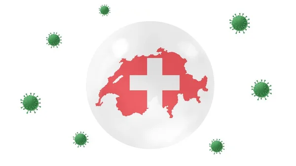 Suíça Mapa Dentro Bola Cristal Proteger Vírus Corona Ficar Casa — Fotografia de Stock