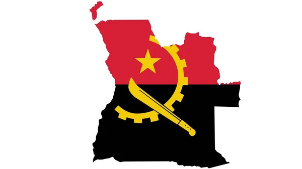 电视广告 网页设计 新闻纸 报道用的带有白色背景 安哥拉符号的安哥拉地图 — 图库照片