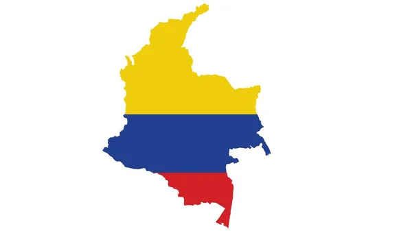 Colombia Kaart Met Vlag Textuur Witte Achtergrond Illustratie Getextureerd Symbolen — Stockfoto