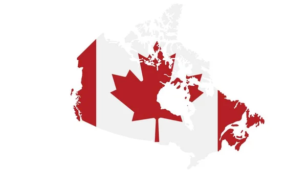 Kanada Karta Med Flagga Struktur Vit Bakgrund Illustration Texturerad Symboler — Stockfoto