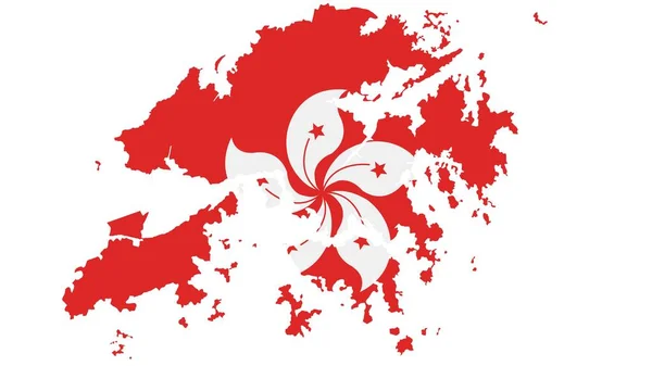 Mapa Hong Kong Con Textura Bandera Sobre Fondo Blanco Ilustración — Foto de Stock