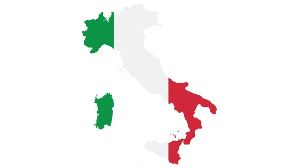 Italia Mappa Con Bandiera Texture Sfondo Bianco Illustrazione Strutturato Simboli — Foto Stock