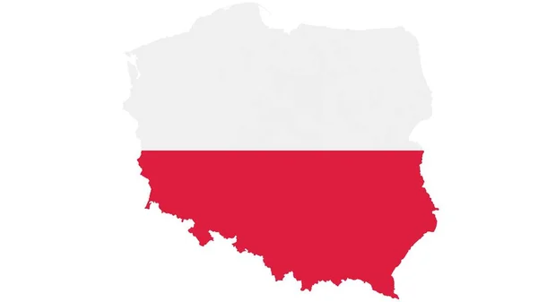 Mapa Polonia Con Textura Bandera Sobre Fondo Blanco Ilustración Texturizado —  Fotos de Stock