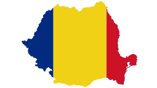 Romania Map Flag Texture White Background Illustration Textured Symbols Romania — Stock Photo, Image