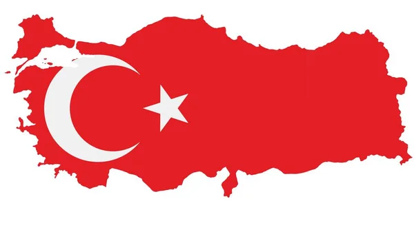 Peta Turki Dengan Tekstur Bendera Pada Latar Belakang Putih Ilustrasi — Stok Foto