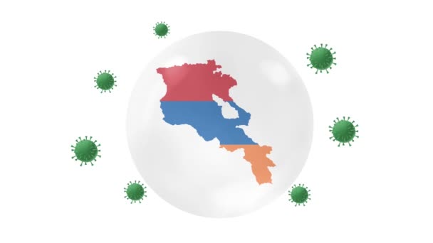 Arménie Mapa Uvnitř Vlajkou Křišťálové Koule Chránit Před Koronou Nebo — Stock video