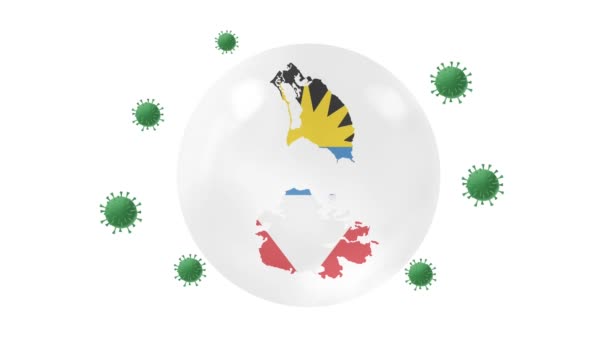 Antigua Barbuda Map Flag Crystal Ball Protect Corona Covid Virus — стоковое видео