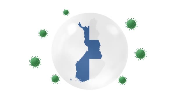 Finlandmap Flag Crystal Ball Protect Corona Covid Virus Lock Finland — стоковое видео