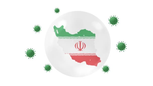 Iran Map Flag Crystal Ball Protect Corona Covid Virus Lock — стоковое видео