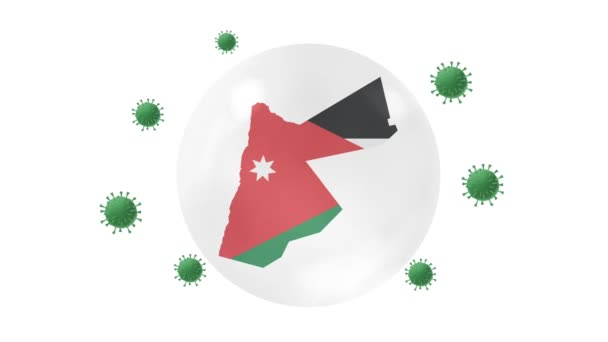 Jordania Mapa Wewnątrz Flagą Kryształowej Kuli Chronić Przed Koroną Lub — Wideo stockowe