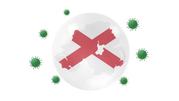 Northern Ireland Map Flag Crystal Ball Protect Corona Covid Virus — Stock Video