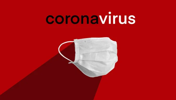Corona Veya Covid Virüsü Için Koronavirüs Metni Olan Tıbbi Maske — Stok fotoğraf