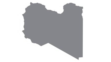 Libya haritası, beyaz arka planda gri tonlu, resimli, desenli, Libya sembollü, reklam, reklam, TV reklamları, web tasarımı, dergi, gazete