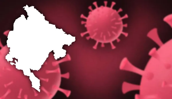 Montenegro corona virus update with  map on corona virus background,report new case,total deaths,new deaths,serious critical,active cases,total recovered,virus spread  Wuhan China