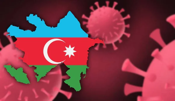 Carte Azerbaïdjan Avec Motif Drapeau Sur Mise Jour Virus Couronne — Photo