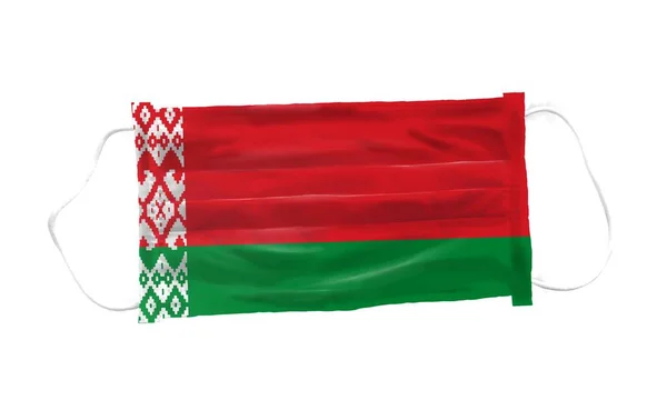 Topeng Medis Dengan Pola Bendera Belarus Pada Latar Belakang Putih — Stok Foto
