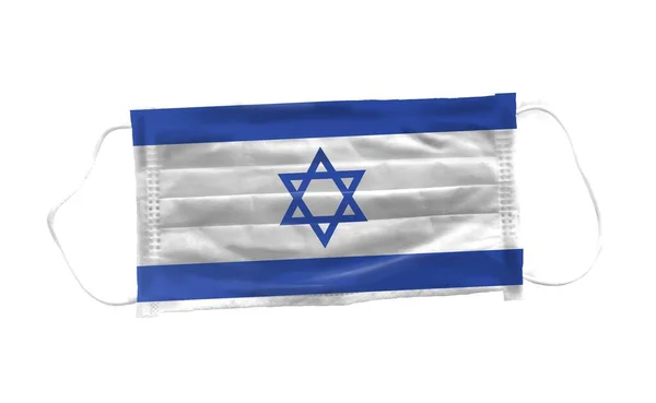 Maska Medyczna Wzorem Flagi Izraela Białym Tle Dla Wirusa Korony — Zdjęcie stockowe