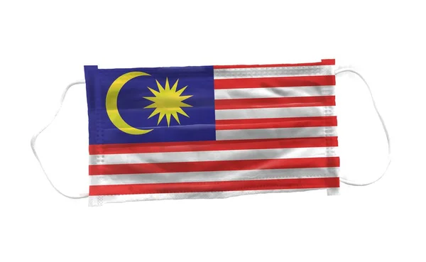 Медична Маска Малайзійським Прапором Білому Тлі Корони Або Вірусу Covid — стокове фото