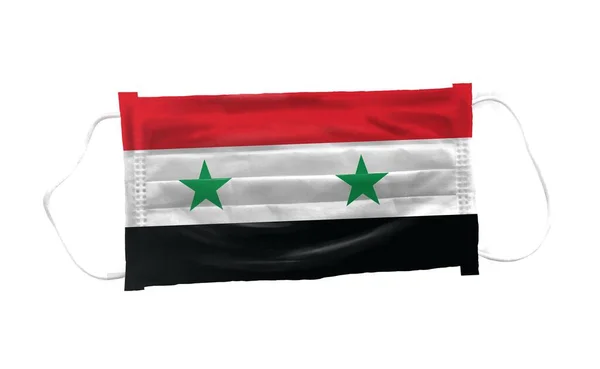 Masque Médical Avec Motif Drapeau Syrien Sur Fond Blanc Pour — Photo