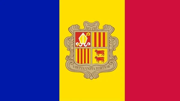 Andorra Bandeira Ilustração Fundo Texturizado Símbolos Bandeira Oficial Andorra Para — Fotografia de Stock