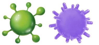 Coronavirus covid-19, beyaz arka planda virüs karakteri tasarımı, virüs enfeksiyonları önleme ve koruma konsepti, 3D illüstrasyon