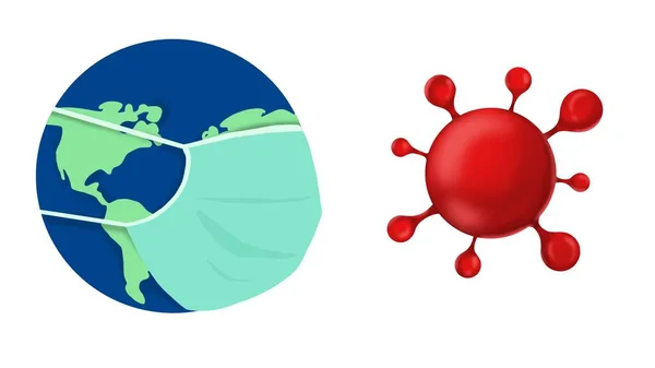 Welt Trägt Medizinische Maske Verhindern Dass Covid Corona Virus Angriffskonzept — Stockfoto