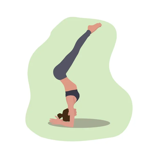 Illustrazione Vettoriale Stile Piatto Ragazza Che Yoga Esercizi Stretching Stile — Vettoriale Stock