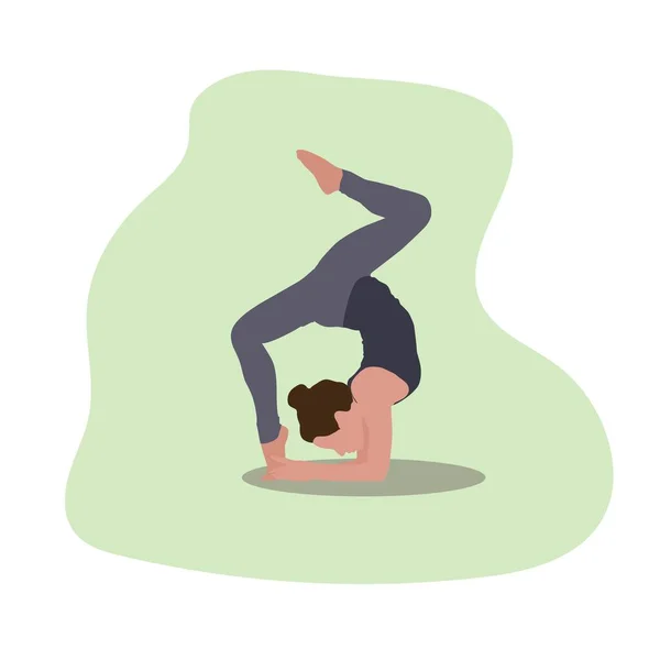 Vektorillustration Flachen Stil Mädchen Beim Yoga Dehnübungen Gesunder Lebensstil Fitness — Stockvektor