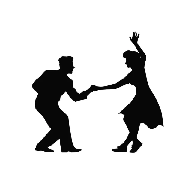 Silhouetten Van Dansers Set Van Retro Stijl Dansers Van Jaren — Stockvector