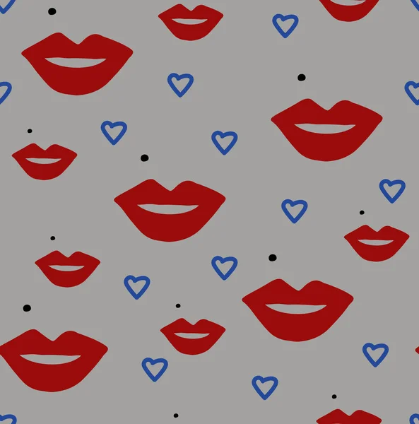 Kiss Lips Seamless Pattern Kiss Lips Mole Stylish Background Kiss — Stock Vector