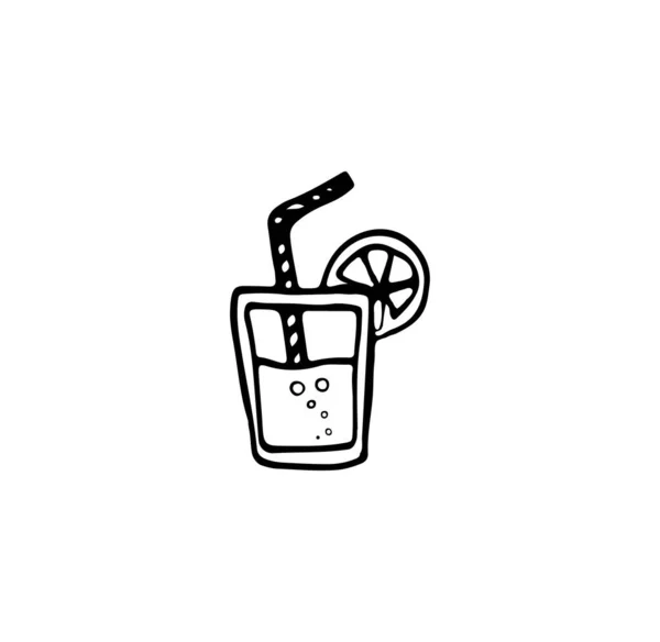 水果鸡尾酒 美味的饮料 柠檬水和一片 两只酒杯隔离在白色的背景上 夏天享受美味的饮料 在白色背景上隔离 矢量图像的涂鸦风格 设计要素 — 图库矢量图片
