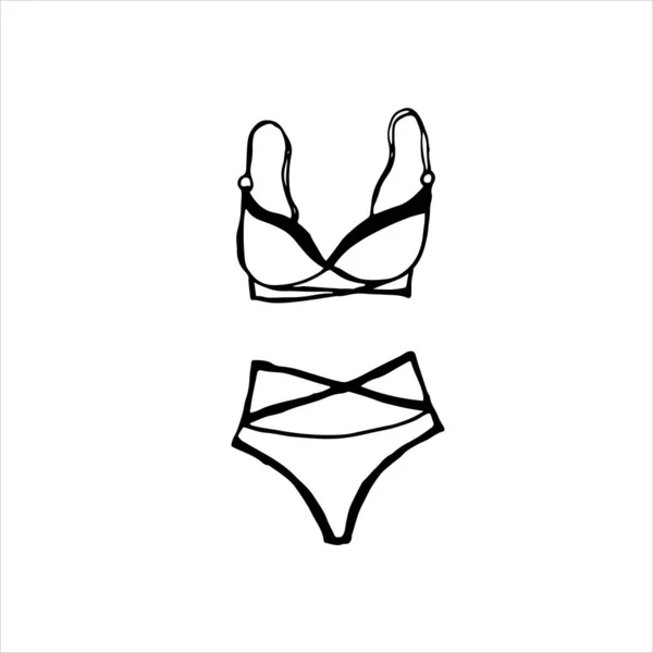 Set Lace Lingerie Panties Bra Delicate Elegant Lingerie Separate Set — Stock Vector