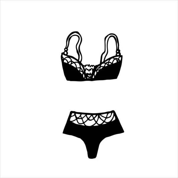 Conjunto Calcinhas Lingerie Rendas Sutiã Lingerie Delicada Elegante Conjunto Separado — Vetor de Stock