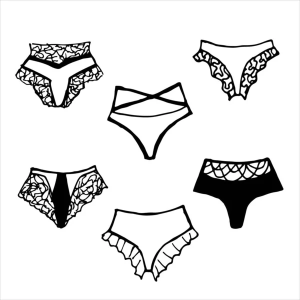 Set Aus Spitzenunterwäsche Höschen Und Zarte Und Elegante Dessous Separates — Stockvektor