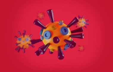 Renkli Virüs Oyuncak Covid-19 Magenta Arkaplanı